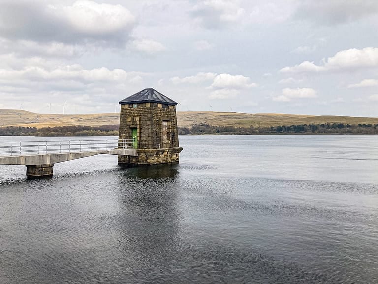 The drowned village of Watergrove lies beneath the Watergrove reservoir at Wardle.